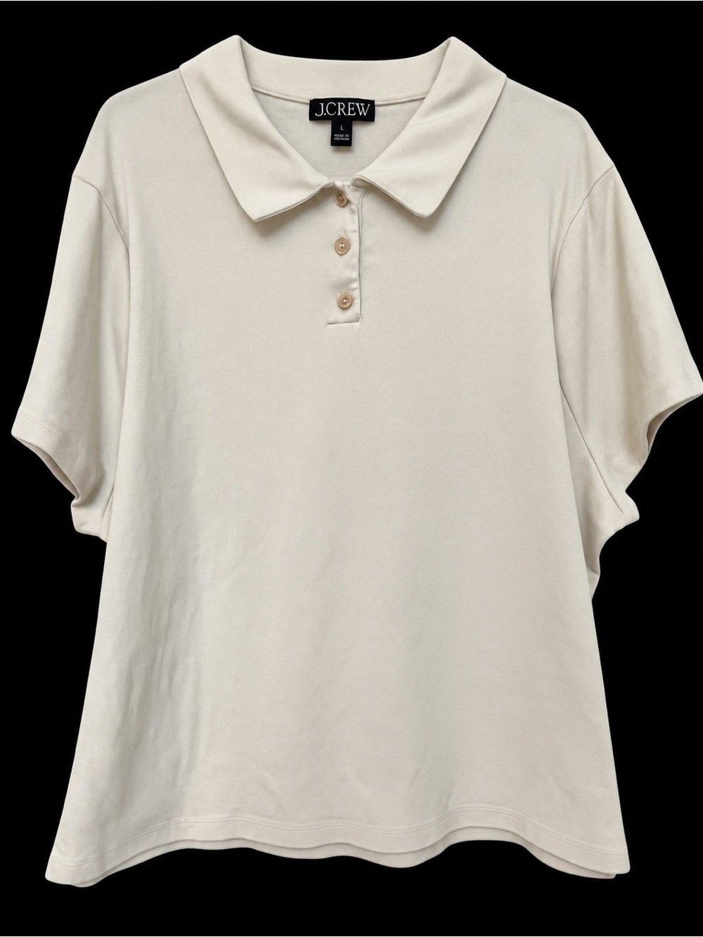 J. Crew Cream Short-Sleeve Polo Top